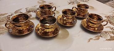 Çay dəsti, rəng - Qızılı, Keramika — 9