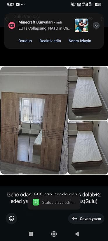 детская мебель в баку: Genc odasi 500 azn.Desde genis dolab+2 eded yataq daxil.Unvan Bine — 1