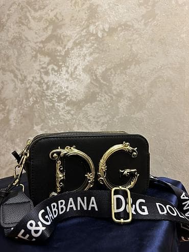 qızıl top: D&G loqolu çiyin çantası - Rəng: qara - Material: teksturalı — 4