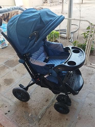 Uşaq arabası – mavi rəngdə, rahat və funksional model. - Geniş