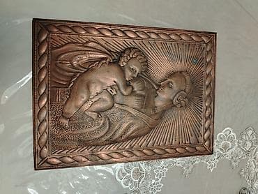 Ev saatları: Mis relyef dekor panellər dəsti - Material: mis (rəng tonları — 2
