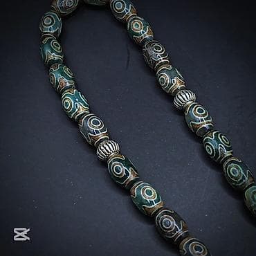 bujuteriya: Məhsul: Təsbeh - Material: Tebii Yaşıl-qəhvəyi Əqiq daşı Dzi muncuqlar — 2
