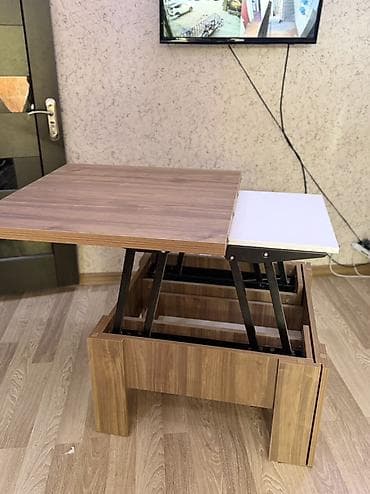 Kvadrat masa, Transformer, Təkərsiz, Teksturalı laminat — 3
