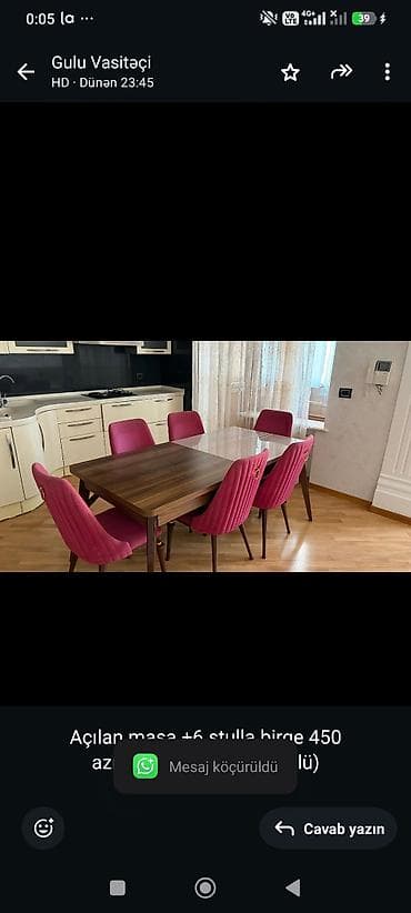 Açılan masa +6 stulla birge 450 azn.Unvan Qış parki (Gülü)