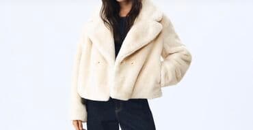 qadın qış geyimləri: Kürk, Stradivarius, S, rəng - Bej — 6