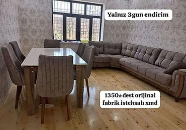 taxt doşeyi: Künc divan və yemək dəsti – orijinal, fabrik istehsalı. Komplekt: - — 1