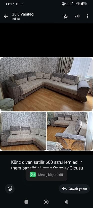 Künc divan satilir 600 azn.Hem acilir +hem bazalidir.Unvan