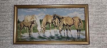 Divar üçün tablo – “Göllükdə atlar” kompozisiyası - Texnika