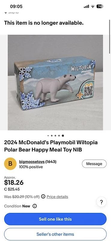 Xaricdə 40 azn civarı satılır. Mc Donald’s fiqur Wiltopia Polar Bear lalafo.az -da Xaricdə 40 azn civarı satılır. Mc Donald’s fiqur Wiltopia Polar Bear