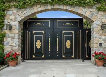 dəmir hasar: İşlənmiş Dəmir Həyət darvazası, Yana açılan, Mexaniki, Qapı ilə, rəng - Qara, Kredit yoxdur, Ödənişli çatdırılma — 1