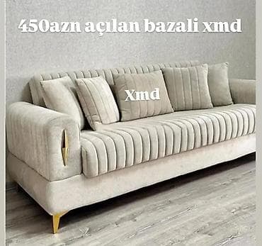 Açılan bazalı divan – 450 AZN - Rəng: açıq bej - Material: yumşaq