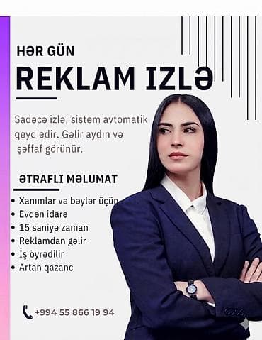 İş: Xidmət: Hər gün reklam izləyərək onlayn gəlir qazanma imkanı Təsvir — 1