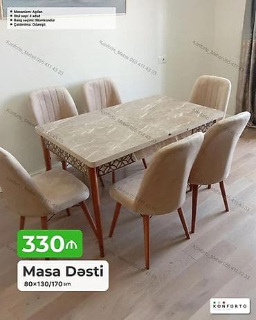 kohnə stul: Masa Dəsti – 80×130/170 sm - Mexanizm: açılan (uzanan masa, 130 sm‑dən — 1