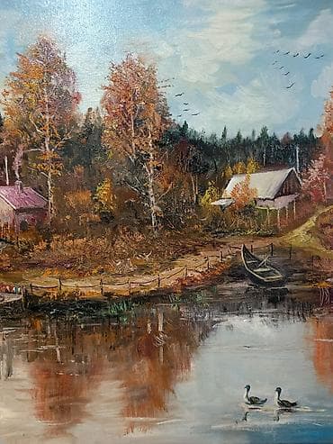 divan sekilleri: Məhsul: Orijinal yağlı boya tablo – “Payız kənd mənzərəsi”Əl işi — 4