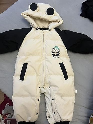 Uşaq üçün qalın qış kombinezonu – “Panda” dizaynı - Rəng: krem və — 4