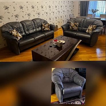 Б/у, Диван, Журнальный стол, 2 кресла