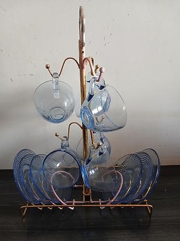 servisler: Çay dəsti, rəng - Mavi, Şüşə — 3