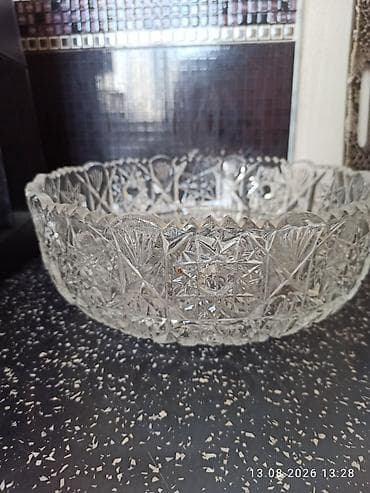 qoz: Kənaqlı şüşə qab dəsti - Material: qalın, şəffaf kənaqlı (kristal — 1