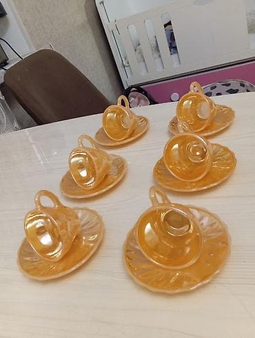 caydan: Çay dəsti, rəng - Narıncı, Şüşə, 6 nəfərlik, Almaniya — 5