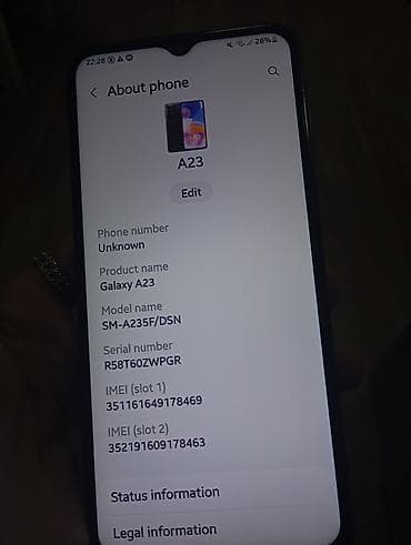 iphone 17 e: Samsung Galaxy A23, 64 GB, rəng - Qara, Barmaq izi — 6