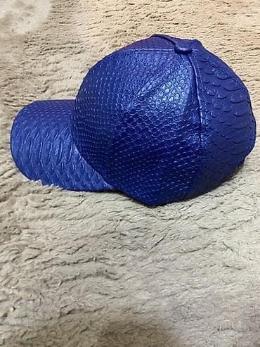 Kepkalar: Mavi rəngli qapaqlı kepka - Material: süni dərini xatırladan — 2