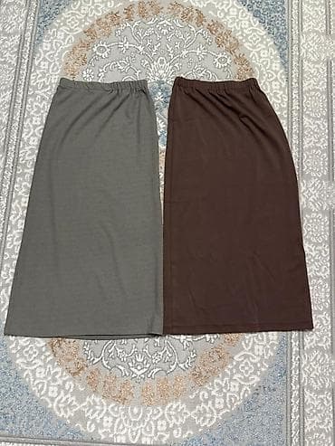 desd geyimler: Qadın geyim dəsti – 4 məhsul 1) Qəhvəyi-bəj pliseli ətək - Uzun — 7
