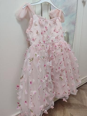 hicab donlar: Qız uşaqları üçün zərif paltar - Rəng: açıq çəhrayı - Dizayn: 3D — 1