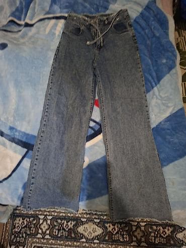 Məktəb çantaları: Geniş kəsimli cins şalvar - Material: klassik denim (mavi, yüngül — 1