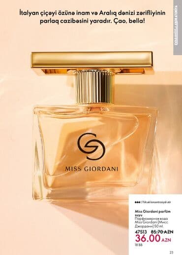 narciso rodriguez 50 ml qiymeti: Miss Giordani parfüm suyu – 50 ml Qoxu ailəsi: çiçəkli, meyvəli — 1