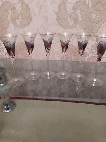 Qədəhlər, rəng - Bənövşəyi, Şüşə, 6 ədədli dəst