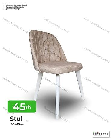 ofis stul: Stul – 40×45 sm - Yumşaq, şaquli tikişli arxa dayaq - Parça üzlük — 1