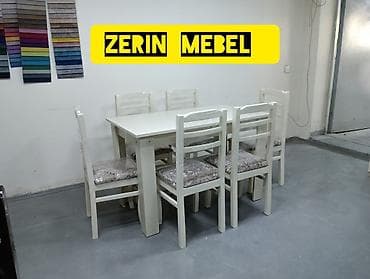 Mətbəx üçün, Açılmayan, Dördbucaq masa, 6 stul