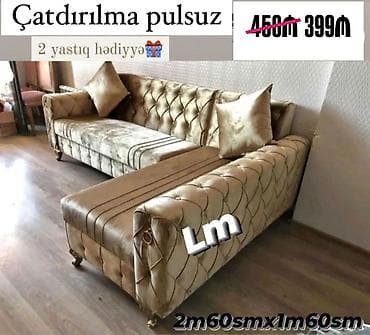 emsan endirim: Künc divan, Açılmayan, Vеlur parça, Pulsuz çatdırılma — 1