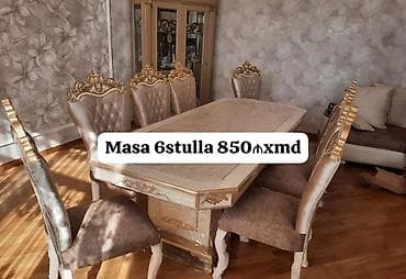 utu masalari: Qonaq otağı üçün, Yeni, Açılmayan, Dördbucaq masa, 6 stul — 1