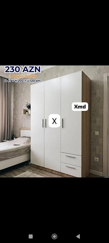 3 qapılı geyim dolabı Ölçülər: D 47 × H 200 × U 120 sm Rəng/üslub lalafo.az -da 3 qapılı geyim dolabı Ölçülər: D 47 × H 200 × U 120 sm Rəng/üslub