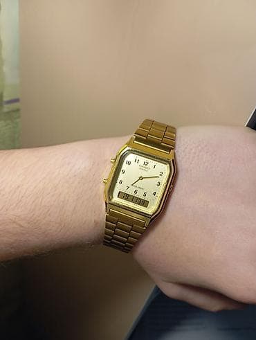 elektron saat qiymetleri: İşlənmiş, Qol saatı, Casio, rəng - Qızılı — 1