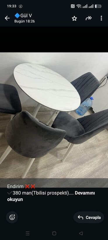 Endirim ❌❌ ✔️380 man(Tbilisi prospekti). Masa dəsti. 4 oturacaq ilə lalafo.az -da Endirim ❌❌ ✔️380 man(Tbilisi prospekti). Masa dəsti. 4 oturacaq ilə