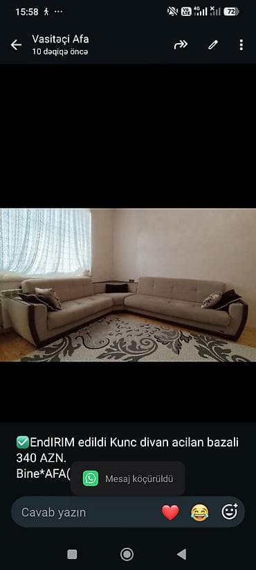 ✅EndIRIM edildi Kunc divan acilan bazali 340 AZN.
Bine*AFA(Z) lalafo.az -da ✅EndIRIM edildi Kunc divan acilan bazali 340 AZN.
Bine*AFA(Z)