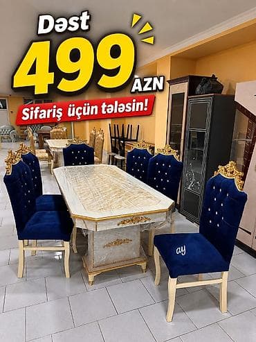 qapi sifarisi: Yemək otağı üçün klassik dəst: - 1 ədəd iri ölçülü düzbucaqlı stol – — 1