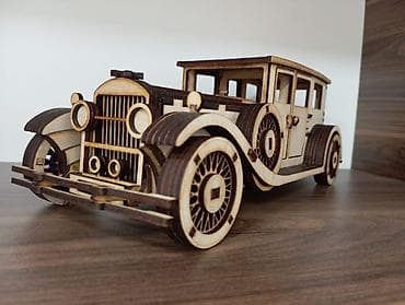 İdman və hobbi: Taxta Retro Avtomobil Maketi – lazer kəsim konstruksiya dəsti - — 1