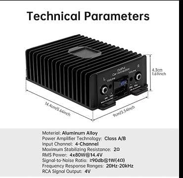 gücləndirici: Avtomobil üçün 4-kanallı audio gücləndirici - Korpus: alüminium — 2