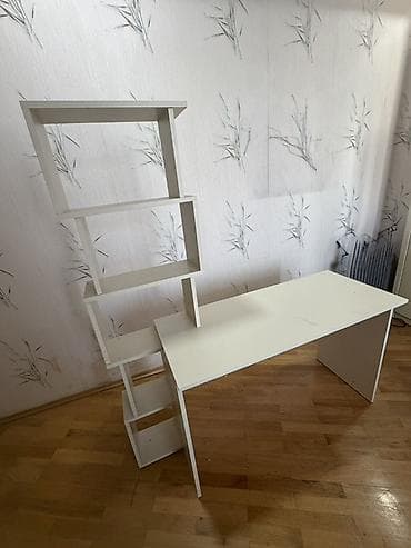 Прямой стол, Без стула, С полками, Без выдвижных ящиков, Ламинат простой at lalafo.az Прямой стол, Без стула, С полками, Без выдвижных ящиков, Ламинат простой