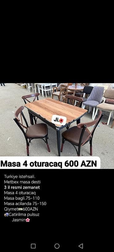 mebel stol stul: Mətbəx üçün, Açılan, Dördbucaq masa, 4 stul — 2