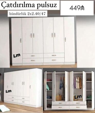 taxt sekilleri: Açılan, 6 qapı Düz dolab, Qarderob, paltar dolabı — 1