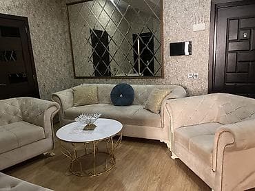 2.el divan yatak: İşlənmiş, Divan, Jurnal masası, 2 kreslo, Divan, Bazasız, Açılmayan — 1