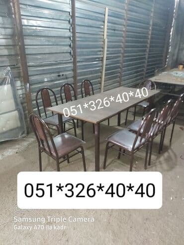 Masa və oturacaq dəstləri: Qonaq otağı üçün, Yeni, Açılan, Dördbucaq masa, 2 stul — 5