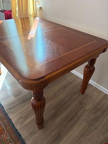 isdolar: Qonaq masası, İşlənmiş, Açılan, Taxta, Dördbucaq masa — 3