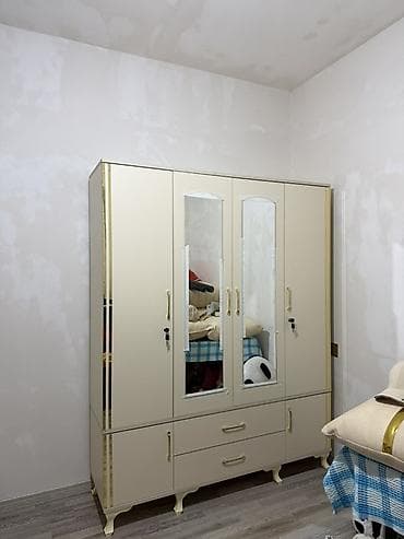 paltar şkaflar: 5 qapı, Güzgülü, Bej, Digər material, Açılan, Düz dolab — 1
