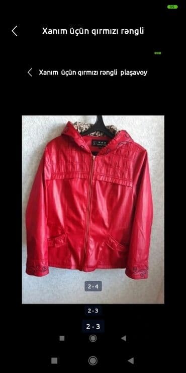 Dəstlər: Xanım üçün qırmızı rəngli plaşavoy materialdan koja kimi parıltılı — 2