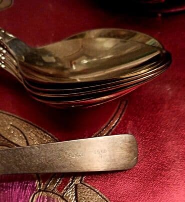 çistka qaşığı: Gümüşü rəngli qaşıq dəsti MELXIOR - Sayı: 6 ədəd yemək qaşığı - — 2